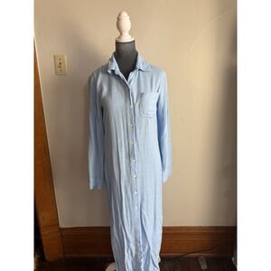 L Space Long Button Up Shirt Dress Cover Up , Beachy Coastal Timeless S Classic